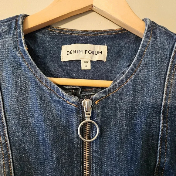 Aritzia Denim Forum Women's Front Zipper Denim Blue Jean Mini Dress Size 4. - Picture 11 of 16